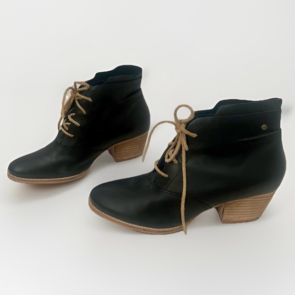 Caterpillar Marlowe Block Heel Leather Bootie Womens Sz 10 Black Grunge Utility - Picture 1 of 10